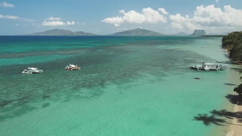 Aerial Tropical Lagoon Beach with Turquoise Water