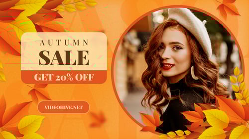 Dynamic Autumn Fashion Sale Promo with Falling Leaves