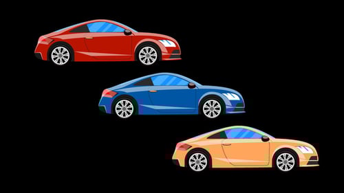 Flat Design Animated Car Pack with Spinning Wheels