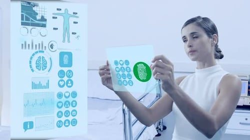 Woman using digital screen