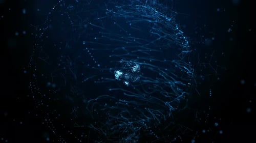 Futuristic Blue Glowing Particle Network Sphere