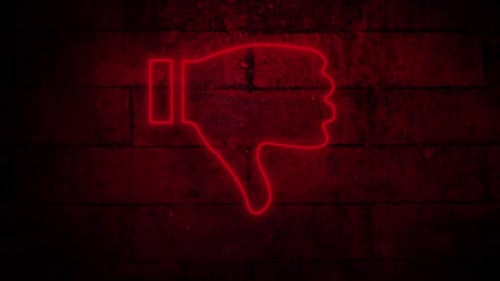 Red Neon Thumbs Down Dislike Icon Animation