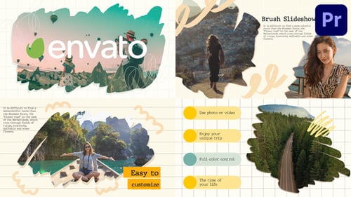 Hand Drawn Brush Stroke Slideshow with Retro Typewriter Text