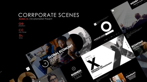 Modern Corporate Presentation Titles with Dynamic Geometric Transitions