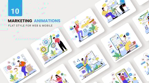 Animated Flat Design Marketing Business Concepts