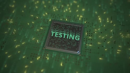 Futuristic Circuit Board with Digital Text Reveal