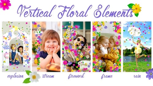 Animated Vertical Floral Overlays and Elements Pack
