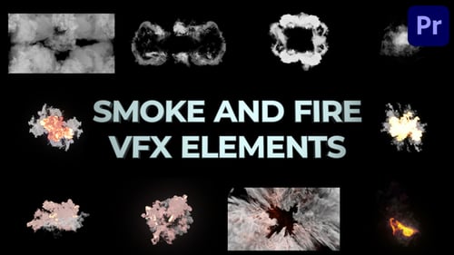 Elementos de efectos visuales de humo y fuego de explosiones para Premiere Pro