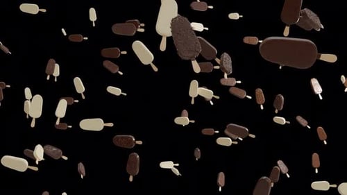 Chocolate Vanilla Almonds Ice Cream Falling Loop