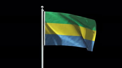 Realistic Gabon National Flag Waving Loop