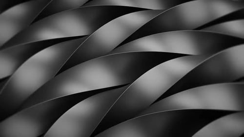 Abstract Fluid Black Ribbons Waving Background Loop