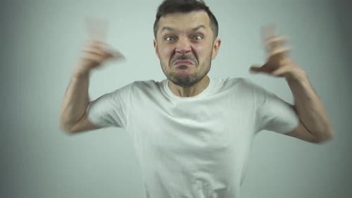 Professional Actor Plays Etude Role of Angry Man in Studio