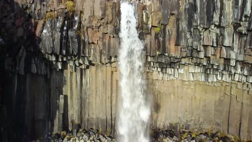 Svartifoss waterfall, amazing view. Location Skaftafell National Park, Vatnajokull glacier, Iceland,