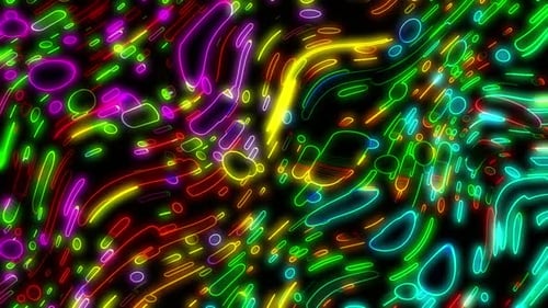 Abstract Neon Glowing Fluid Lines Background Animation