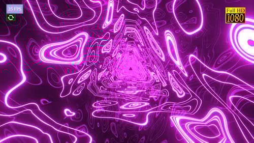 Glowing Abstract Neon Light Tunnel Loop Background