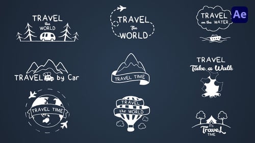 Animated Hand-Drawn Travel Badges and Titles