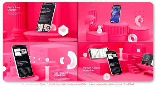 Sleek Mobile App and Website Showcase with 3D Animated Elements