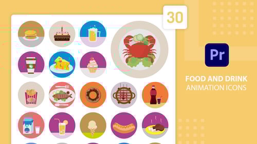 Animated Food Drink Icons for Motion Graphics Projects