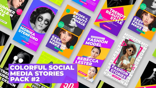 Colorful Geometric Social Media Stories for Fashion Promotion