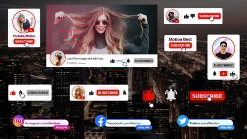 Clean YouTube Subscribe and Social Media Lower Thirds Pack
