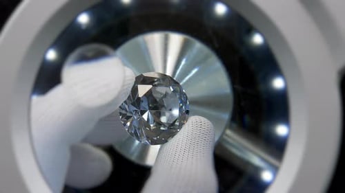 Close-Up of a Diamond Being Inspected