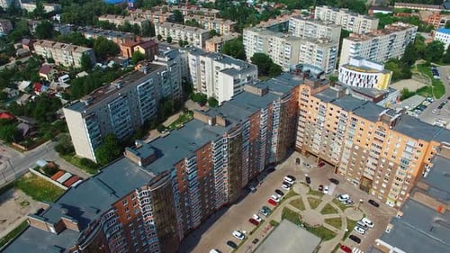 Modern city complex. High-raised buildings in the center of the city. New residential apartments. Ae