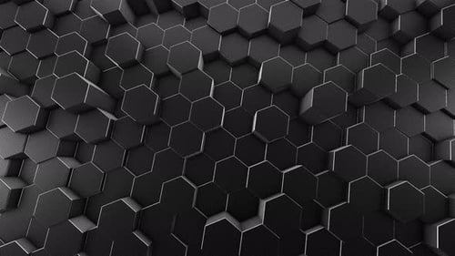 3D Dark Hexagonal Grid Pulsating Seamless Loop Background