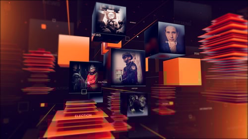 Dynamic News Broadcast Opener with Geometric Cubes