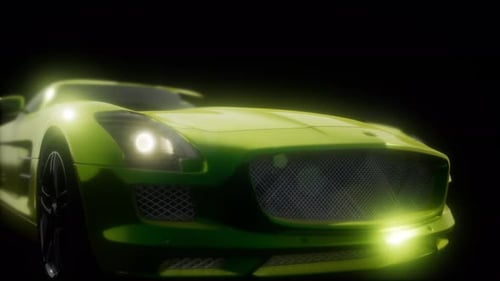 Luxury Sports Car with Dynamic Headlights Glow