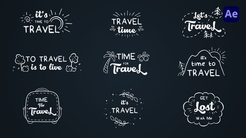 Animated Hand-Drawn Travel Lettering Pack