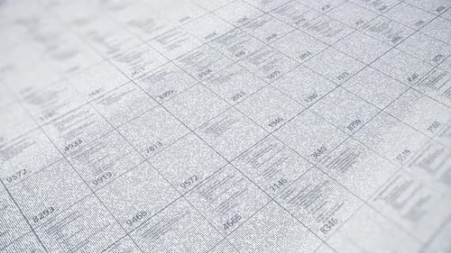 Abstract white and grey cells with numbers flowing slowly