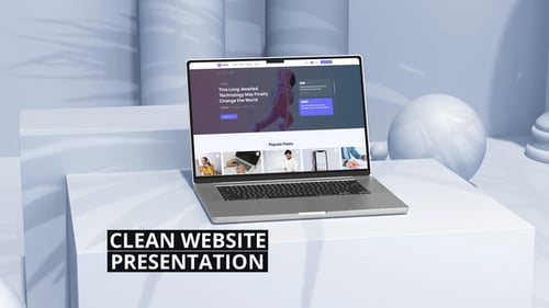 Dynamic Laptop Website Presentation in Minimal 3D Environment