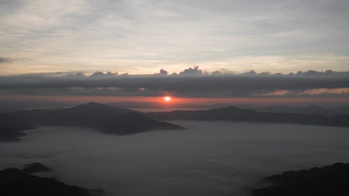 Sunrise With Fog Mountain
