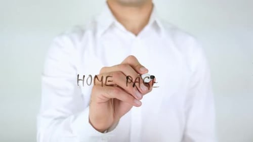 Man Writes Home Page on Glass Surface