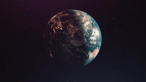 Realistic Earth Globe Rotating in Space with Day and Night Cycle