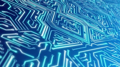 3d Futuristische Motherboard-Schaltungsgrafik Leiterplatte Leiterplatte in Bewegung Linien.