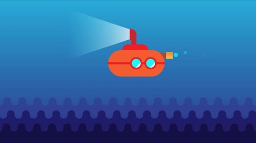 Animated Minimalist Submarine Undersea Exploration Loop