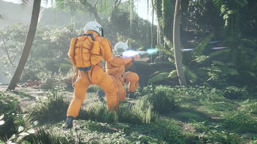 Astronauts and Tyrannosaurus Rex