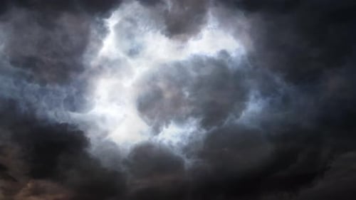 Stormy Black Clouds Swirling in the Night Sky