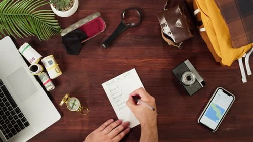 Writing List for Travelling Top View