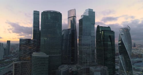 Business Center Moscow City. Aerial, Dron Shoot.