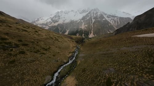 Backwards FPV Drone Shot Up the Big Waterfall