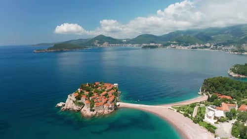 Aerial View of Sveti Stefan Island in Budva Montenegro