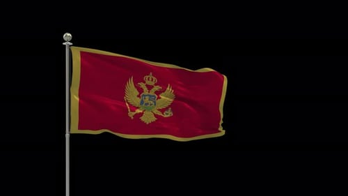 Montenegro National Flag Waving with Realistic Motion