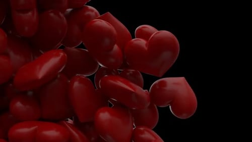 Falling Glossy Red Hearts Background Loop