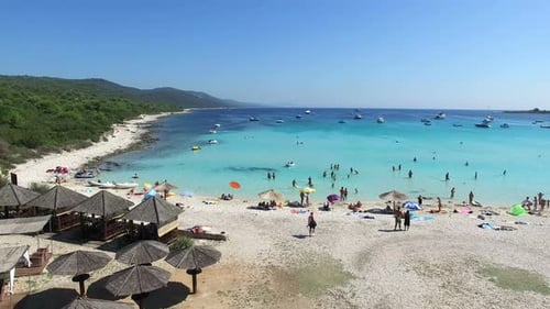 Beach Scene With People Enjoying the Summer