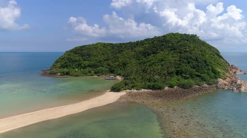 Aerial View of Tropical Island Paradise with Isthmus