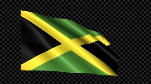 Realistic Waving Flag of Jamaica with Alpha Channel
