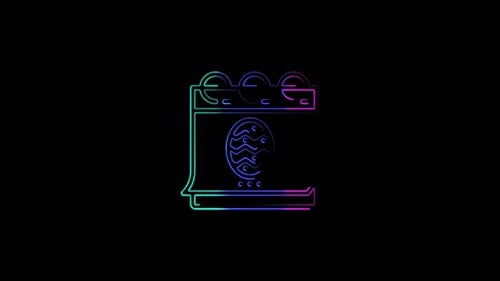 Calendar icon with date Happy Easter abstract seamless animation 4K neon lines.