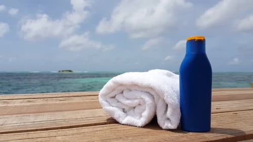 Aerial drone abstract of beautiful shore beach voyage by transparent lagoon with white sandy backgro